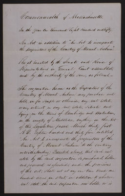 An Act in Addition to an Act to Incorporate, 1850 (page 1)
